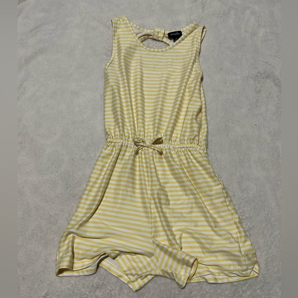 Picapino Romper Yellow and White Striped | Girls Size 10